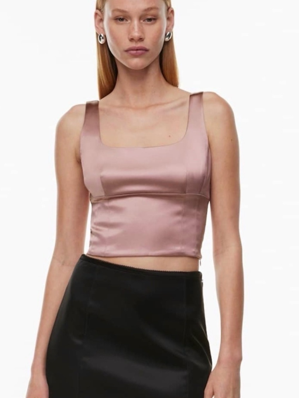 Aritzia Wilfred Pink Shine Bustier Top